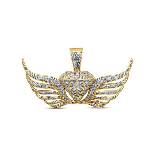 Men's Diamond (1-1/3 ct. t.w.) Pendant in 14K Yellow Gold over Sterling Silver
