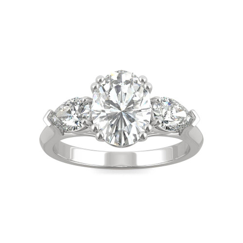 Moissanite Three Stone Engagement Ring 3 ct. t.w. Diamond Equivalent in 14k White Gold