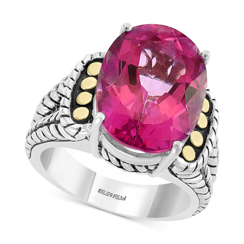 EFFY® Pink Topaz Statement Ring (13-3/4 ct. t.w.) in Sterling Silver & 18k Gold