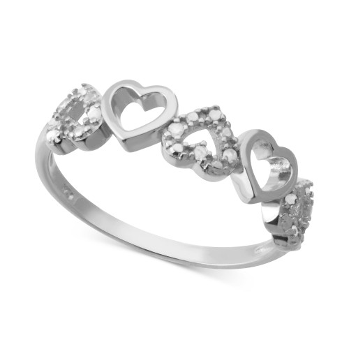 Diamond Open Heart Ring (1/10 ct. t.w.) in Sterling Silver