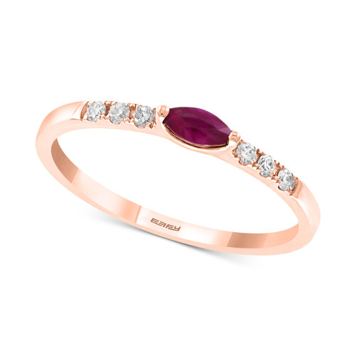 EFFY® Ruby (1/6 ct. t.w.) and Diamond (1/10 ct. t.w.) Ring in 14k Rose Gold (Also available in  Tsavorite)