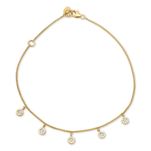 Diamond Dangling Bezel Ankle Bracelet (1/10 ct. t.w.) in 10k Gold, Created for Macy's