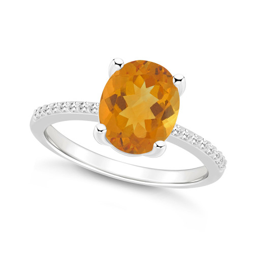Women's Citrine (2-1/2 ct.t.w.) and Diamond (1/10 ct.t.w.) Ring in Sterling Silver