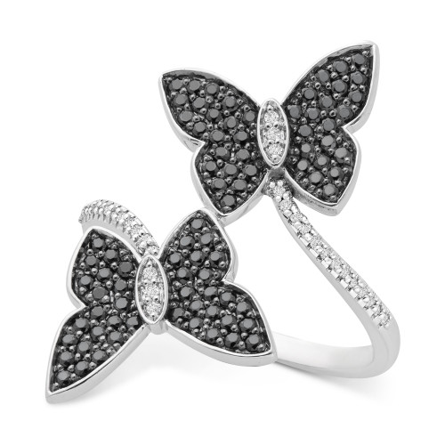 Diamond Butterfly Bypass Statement Ring (1/2 ct. t.w.) in Sterling Silver