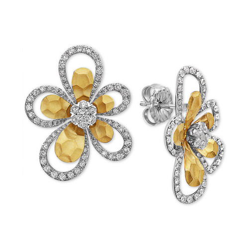 EFFY® Diamond Flower Drop Earrings (1-1/3 ct. t.w.) in 14k Gold & White Gold