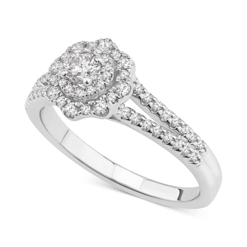 Diamond Flower Cluster Engagement Ring (1/2 ct. t.w.) in 14k White Gold