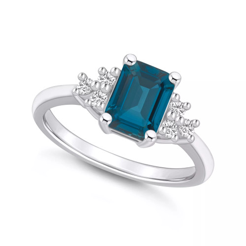 Gemstone and Diamond (1/5 ct. t.w.) Ring in 14k White Gold