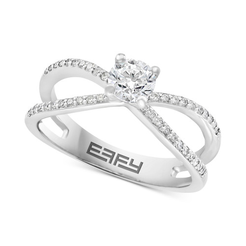 EFFY® Diamond Crisscross Solitaire Ring (5/8 ct. t.w.) in 14k White Gold