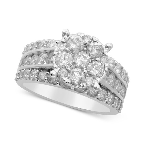Diamond Cluster Multi-Row Engagement Ring (3 ct. t.w.) in 14k White Gold
