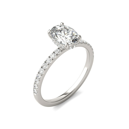 Moissanite Oval Hidden Halo Ring (1-3/4 Ct. t.w. Diamond Equivalent) in 14K White Gold