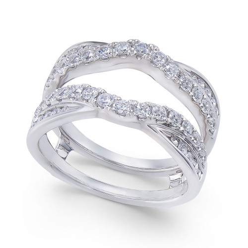 Diamond Curved Overlapped Solitaire Enhancer Ring Guard (1 ct. t.w.) in 14k White Gold