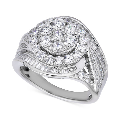 Diamond Round & Baguette Swirl Ring (2-1/2 ct. t.w.) in 14k White Gold