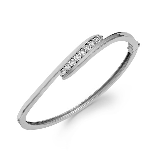 Diamond Swirl Bangle Bracelet in Sterling Silver (1/4 ct. t.w.)
