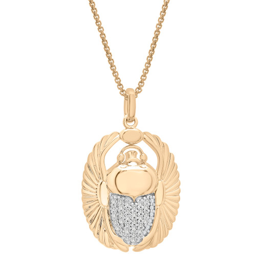 Men's Diamond Scarab 22" Pendant Necklace (1/4 ct. t.w.) in 14k Gold-Plated Sterling Silver