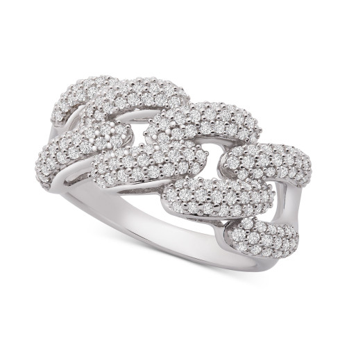 Diamond Link Detail Statement Ring (1 ct. t.w.) in Sterling Silver, Created for Macy's