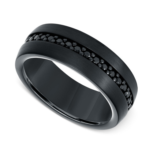 Men's Sapphire 8mm Band (9/10 ct. t.w.) in Black Tungsten Carbide