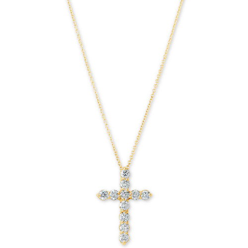 Certified Diamond Cross Pendant Necklace (1 ct. t.w.) in 14k Gold, 16" + 2" extender
