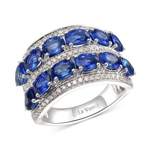 Creme Brulee® Blueberry Sapphire (4-3/4 ct. t.w.) & Nude Diamond (1/2 ct. t.w.) Double Row Ring in 14k White Gold