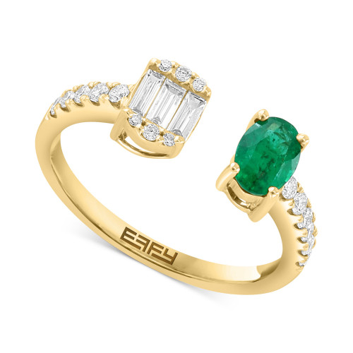 EFFY® Emerald (3/8 ct. t.w.) & Diamond (1/3 ct. t.w.) Cuff Ring in 14k Gold
