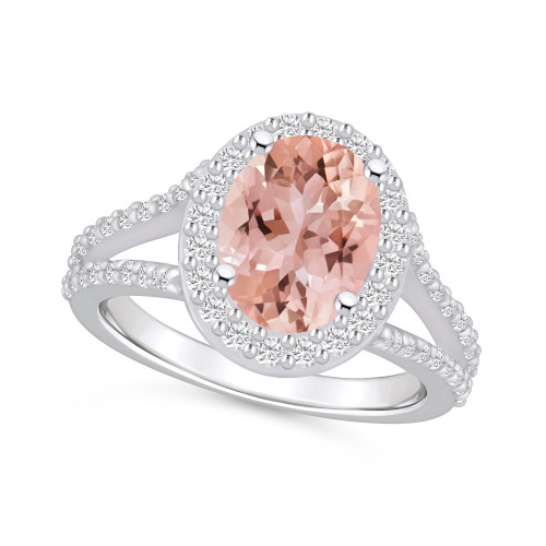 Morganite (2-1/2 ct. t.w.) and Diamond (3/4 ct. t.w.) Halo Ring in 14K White Gold