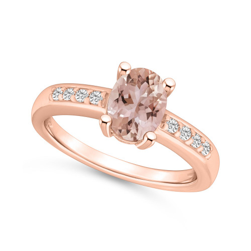 Morganite and Diamond Ring (1-1/7 ct.t.w and 1/8 ct.t.w) 14K Rose Gold