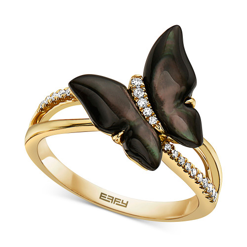 EFFY® Mother-of-Pearl & Diamond (1/10 ct. t.w.) Ring in 14k Gold