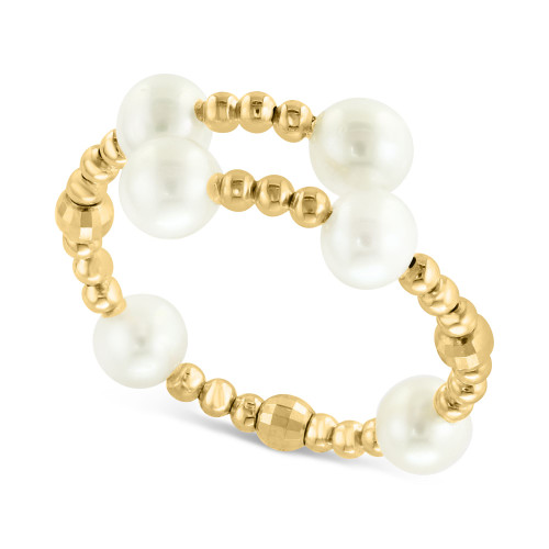 EFFY® Cultured Freshwater Pearl (4-1/2mm) Beaded Coil Ring in 14k Gold