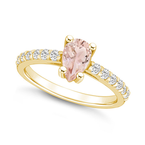 Morganite (3/4 Ct. T.W.) and Diamond (1/3 Ct. T.W.) Ring in 14K Yellow Gold