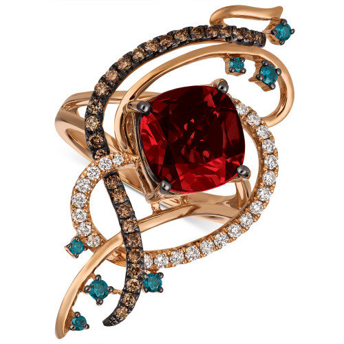Exotics® Crazy Collection® Pomegranate Garnet™ (4-1/2 ct. t.w.) & Diamond (5/8 ct. t.w.) Statement Ring in 14k Rose Gold