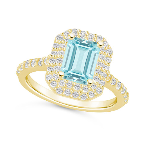 Aquamarine and Diamond Halo Ring