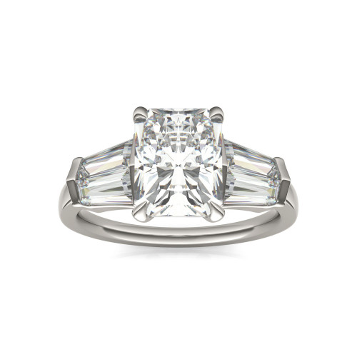 Moissanite Radiant Cut Engagement Ring (3-7/8 Carat Total Weight Certified Diamond Equivalent) in 14K White Gold