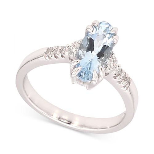 Aquamarine (5/8 ct. t.w.) & Diamond (1/4 ct. t.w.) Ring in 10k White Gold