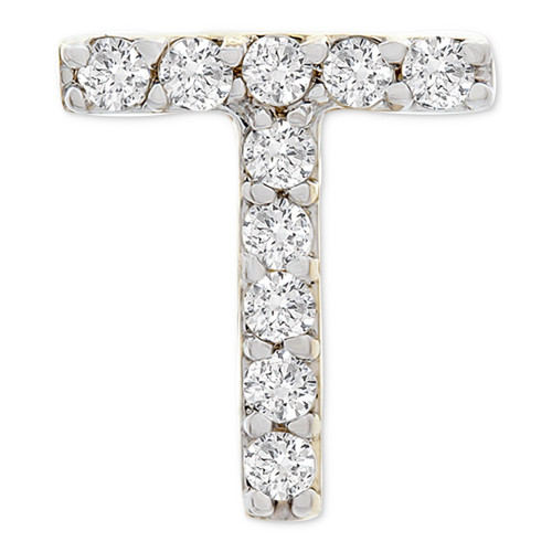 Diamond Initial T Single Stud Earring (1/20 ct. t.w.) in 14k Gold, Created for Macy's