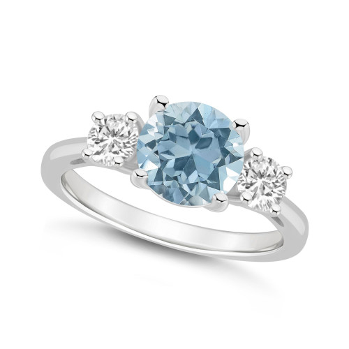 Women's Sky Blue Topaz (2-2/5 ct.t.w.) and White Topaz (2/3 ct.t.w.) 3-Stone Ring in Sterling Silver