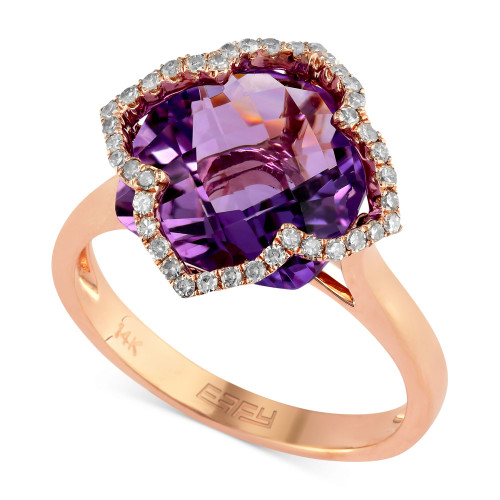 Lavender Rosé by EFFY® Amethyst (5-3/4 ct. t.w.) and Diamond (1/5 ct. t.w.) Clover Ring in 14k Rose Gold