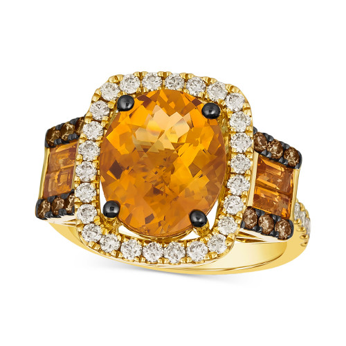 Cinnamon Citrine (4-1/4 ct. t.w.), Nude Diamond (5/8 ct. t.w.) & Chocolate Diamond (1/5 ct. t.w.) Statement Ring in 14k Gold