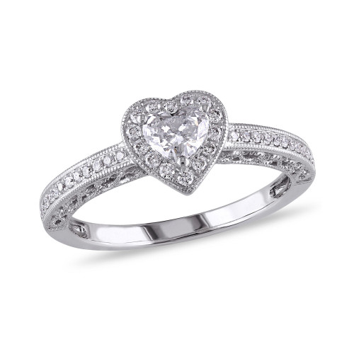 Certified Diamond (1/2 ct. t.w.) Heart-Shape Halo Engagement Ring in 14k White Gold