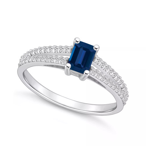 Sapphire (3/4 Ct. t.w.) and Diamond (1/5 Ct. t.w.) Ring