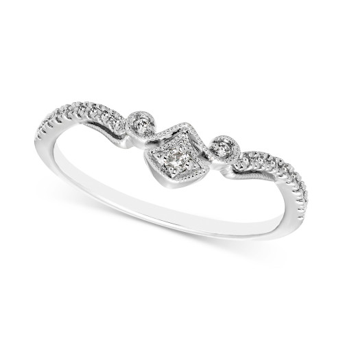 Diamond Contoured Band (1/8 ct. t.w.) in 14k White Gold