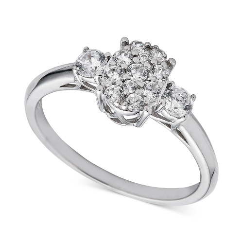 Diamond Oval Cluster Ring (1/2 ct. t.w.) in 14k White Gold