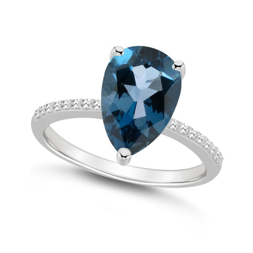 Women's London Blue Topaz (3-2/3 ct.t.w.) and Diamond (1/10 ct.t.w.) Ring in Sterling Silver