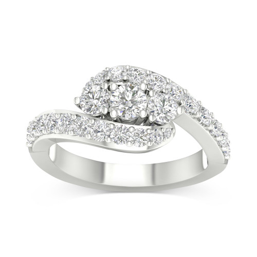 Diamond Three Stone Swirl Engagement Ring (1-1/5 ct. t.w.) in 14k White Gold