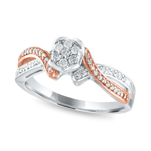 Diamond 1/5 ct. t.w. Ring in Sterling Silver and 10K Rose Gold