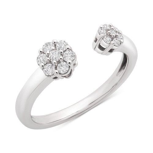 Diamond Flower Cluster Cuff Ring (1/4 ct. t.w.) in 14k White Gold, Created for Macy's