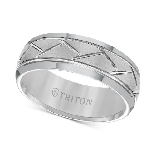 Men's Tungsten Carbide 8mm Diagonal Accent Ring