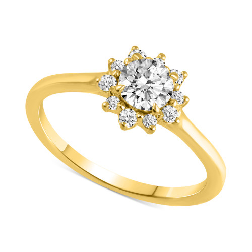 Diamond Halo Engagement Ring (5/8 ct. t.w.) in 14k White or Yellow Gold