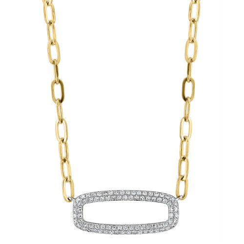 EFFY® Diamond Pavé Open Link 18" Pendant Necklace (1/2 ct. t.w.) in 14k White and Yellow Gold