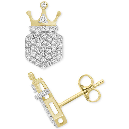 Men's Diamond Crown Cluster Stud Earrings (1/4 ct. t.w.) in 10k Gold