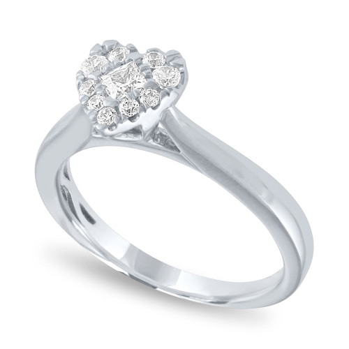 Diamond Heart Halo Ring (1/3 ct. t.w.) in 14k White Gold