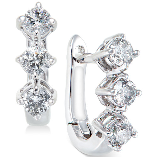 Diamond Trio Earrings (1 ct. t.w.) in 14k White Gold
